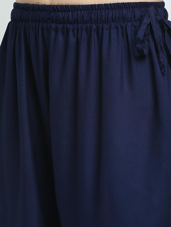 navy blue rayon palazzos - 18318061 - Standard Image - 4