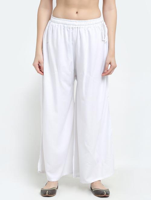 white rayon palazzos - 18318062 - Standard Image - 0