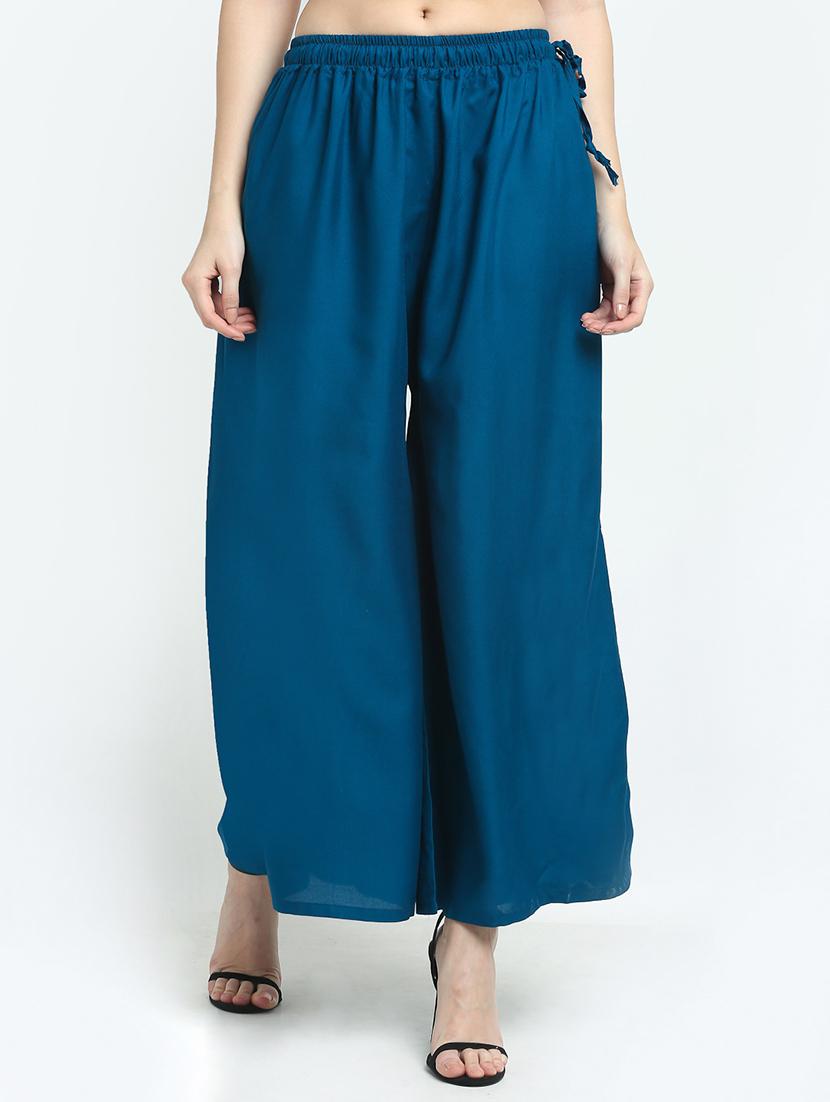 blue rayon palazzos - 18318064 - Zoom Image - 0