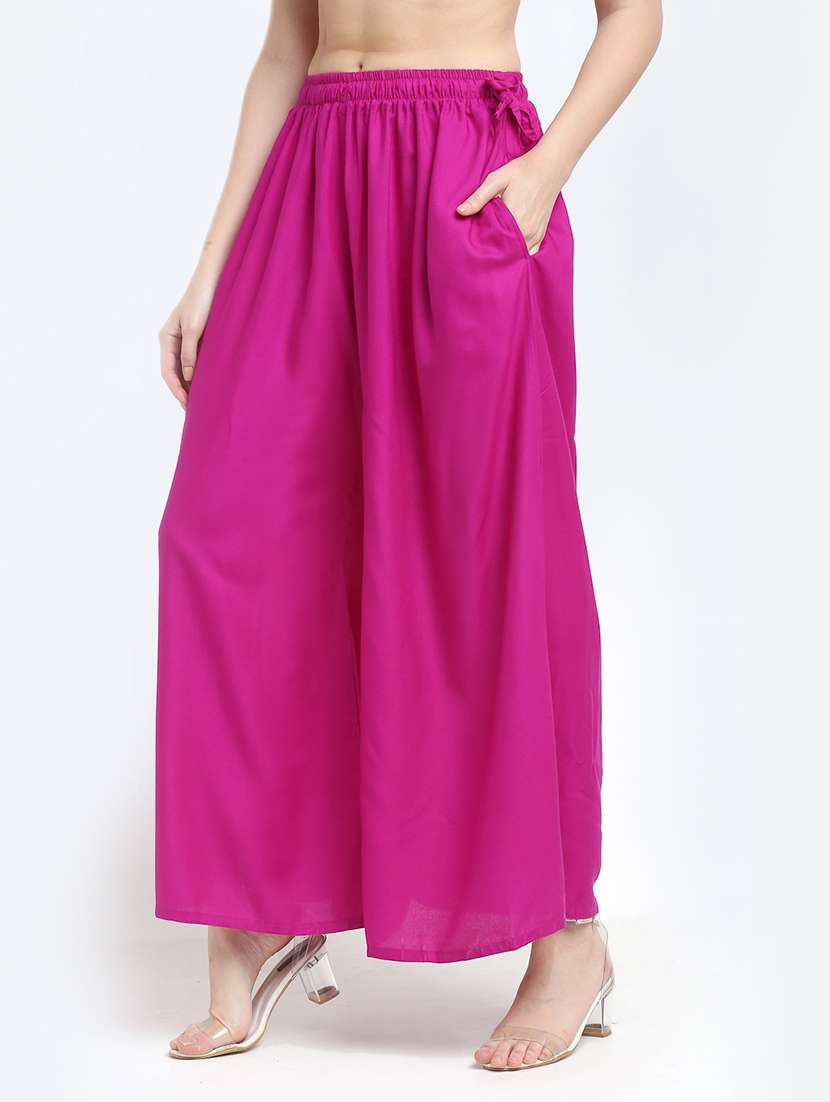 pink rayon palazzos - 18318065 -  Standard Image - 1