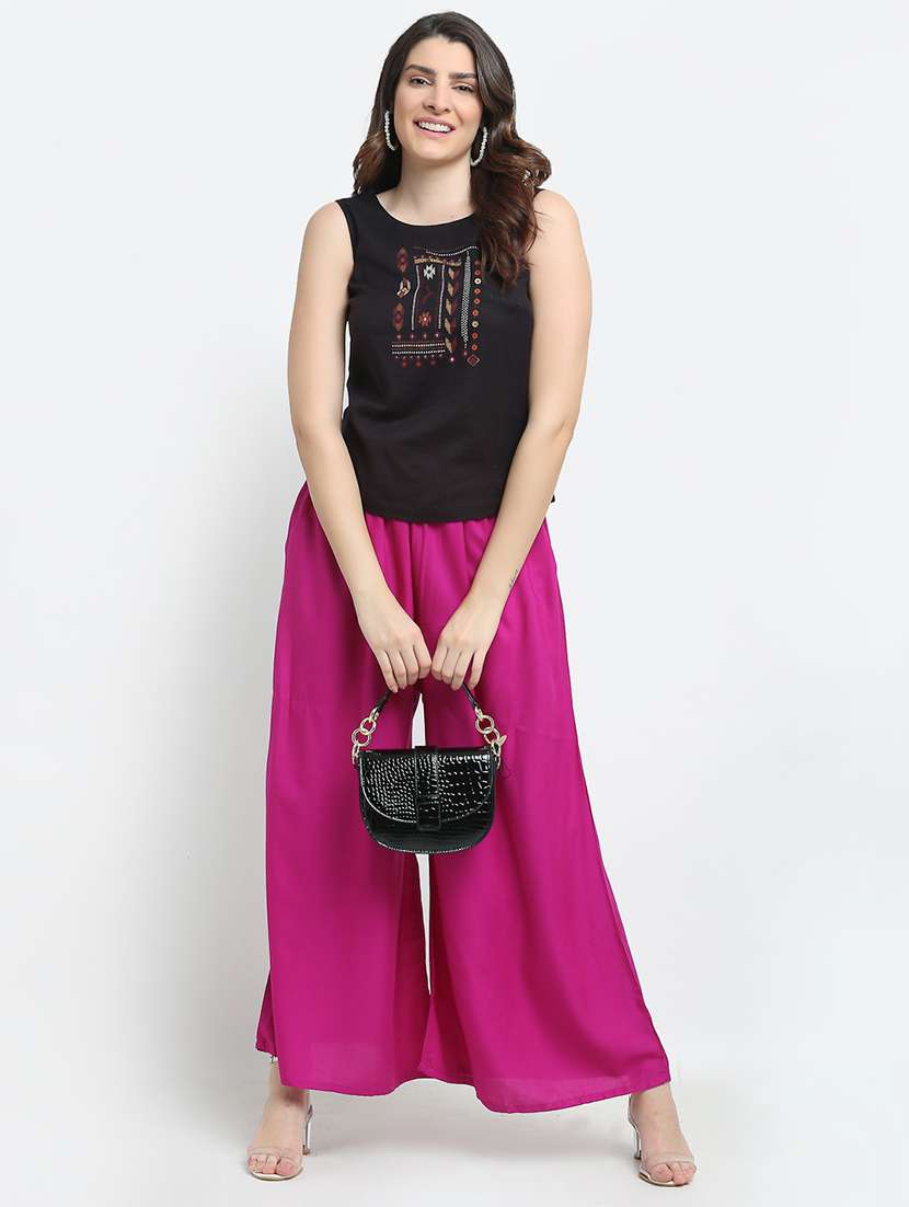 pink rayon palazzos - 18318065 -  Standard Image - 4