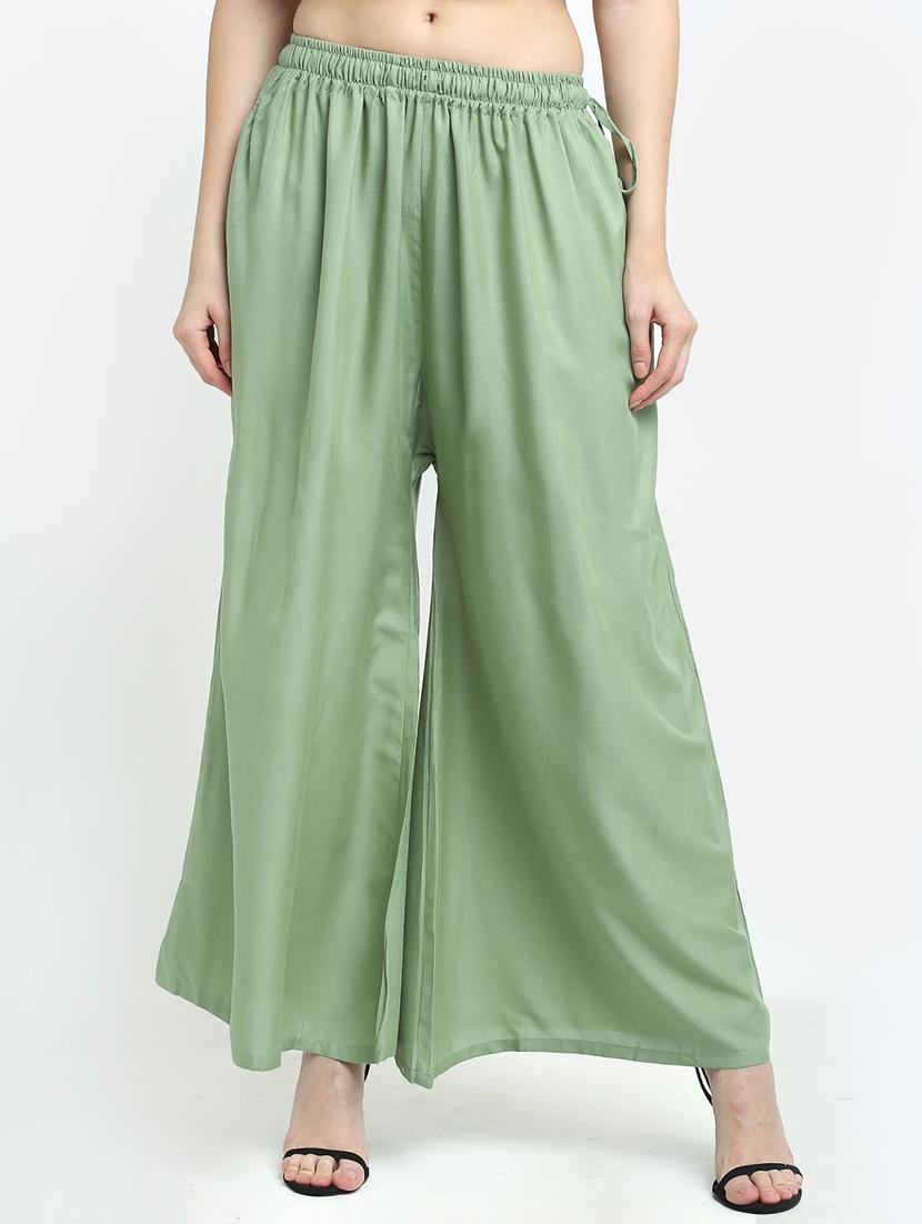 green rayon palazzos - 18318066 - Zoom Image - 0