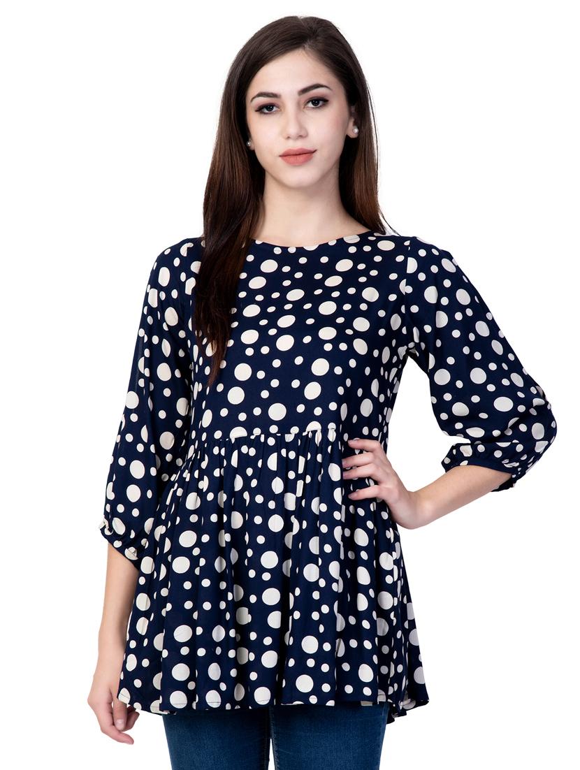 round neck polka dots regular top - 18318089 - Zoom Image - 0