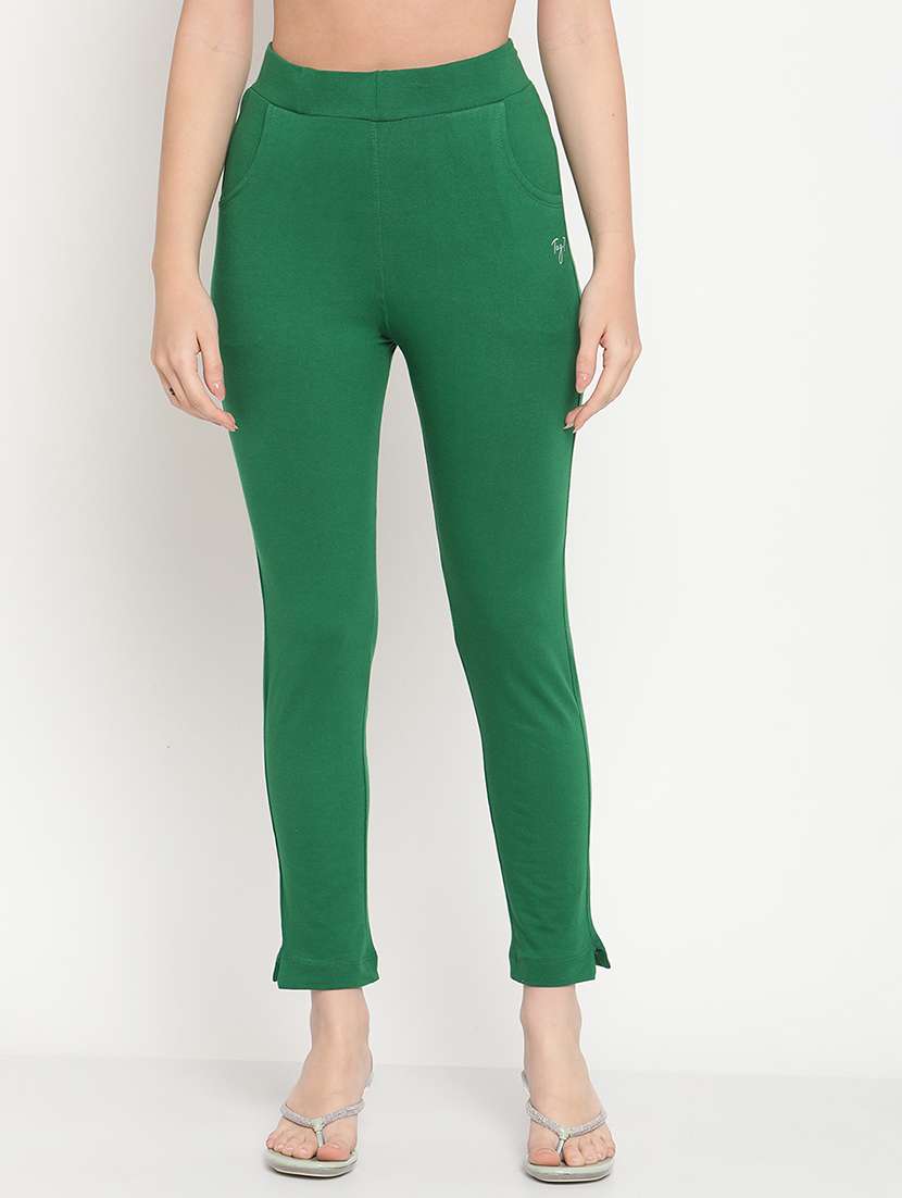 green cotton leggings