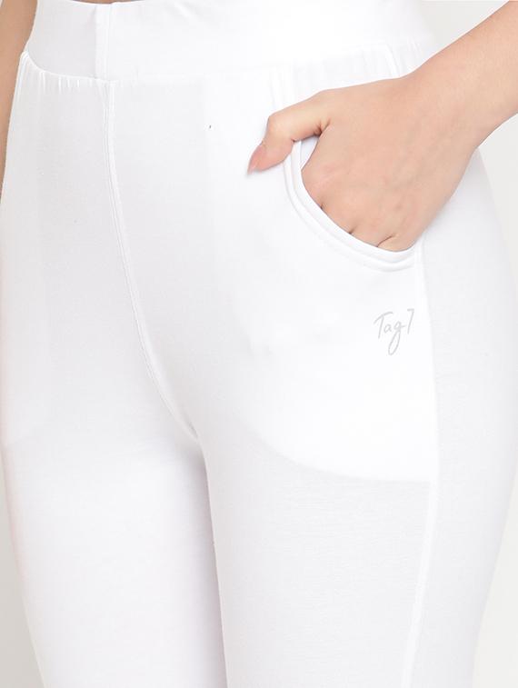 white cotton leggings - 18318952 - Standard Image - 4