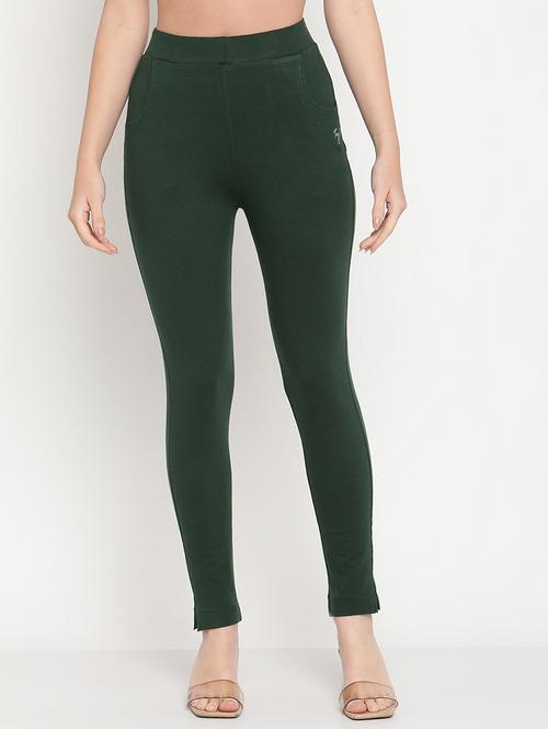 green cotton leggings - 18318957 - Standard Image - 0