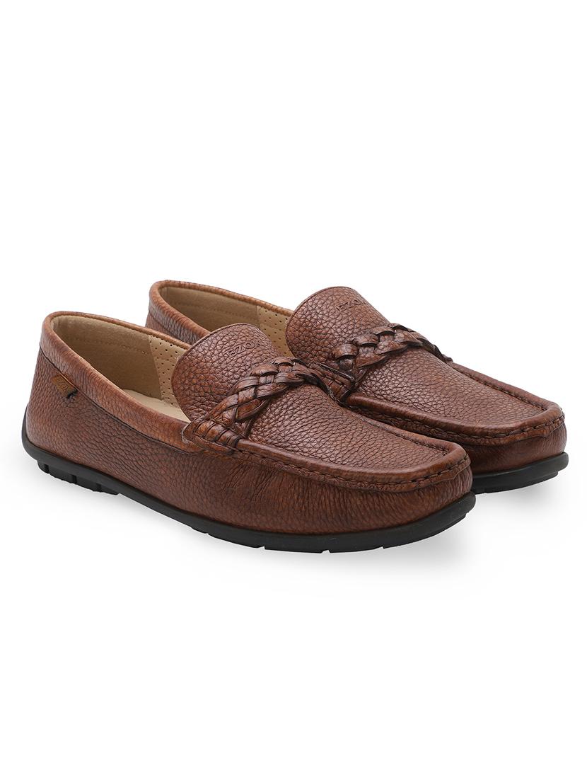 tan leather slip on loafers - 18319155 - Standard Image - 1