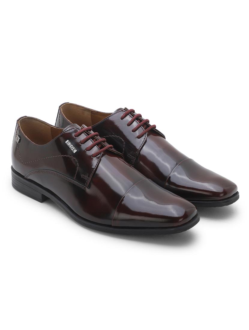 maroon leather laceup derbies - 18319223 - Standard Image - 1