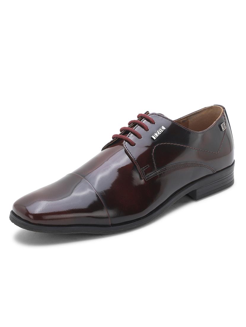 maroon leather laceup derbies - 18319223 - Standard Image - 4