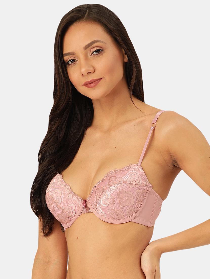 pink lacrd plunge bra - 18319329 -  Standard Image - 1