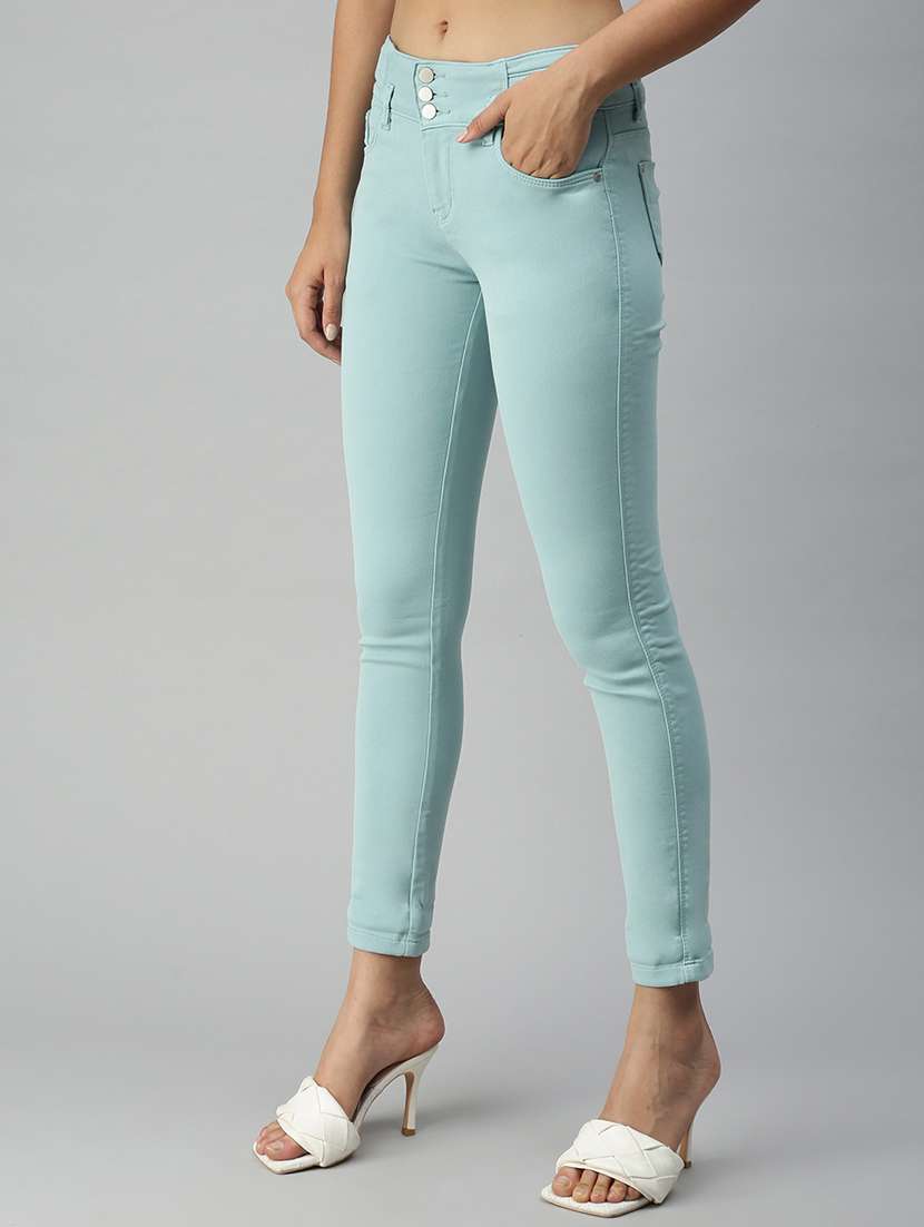 mid rise solid denim jean - 18319657 -  Standard Image - 1