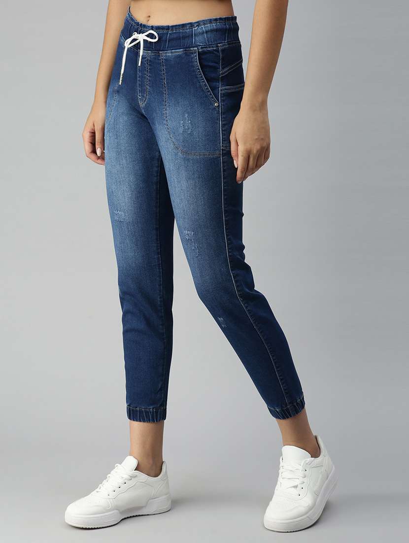 drawstring waist stone washed jean - 18319658 -  Standard Image - 1