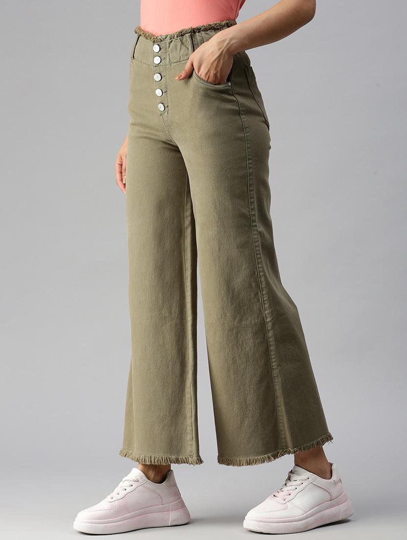 high rise solid wide leg jeans - 18319690 - Standard Image - 1