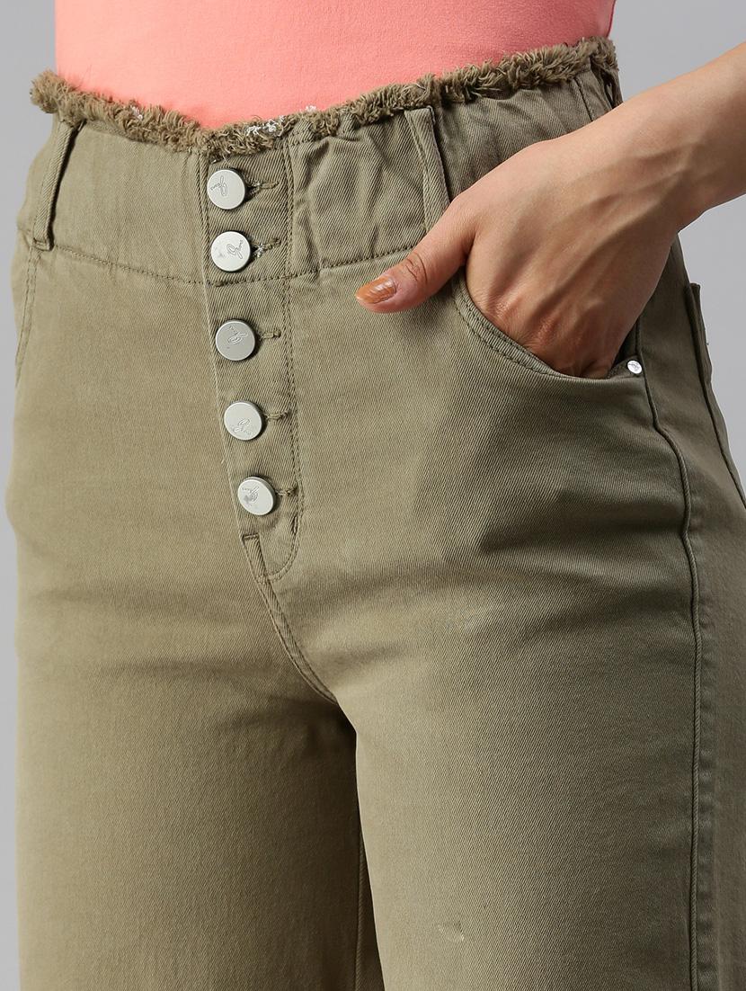 high rise solid wide leg jeans - 18319690 - Standard Image - 4