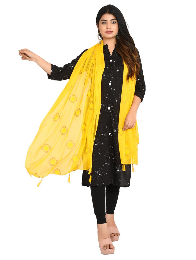 yellow chiffon dupatta - 18320632 - Standard Image - 1