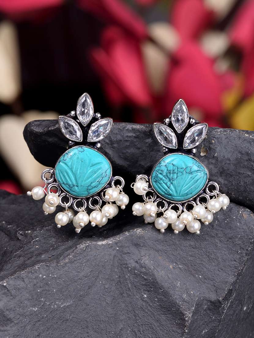 blue brass studs earring