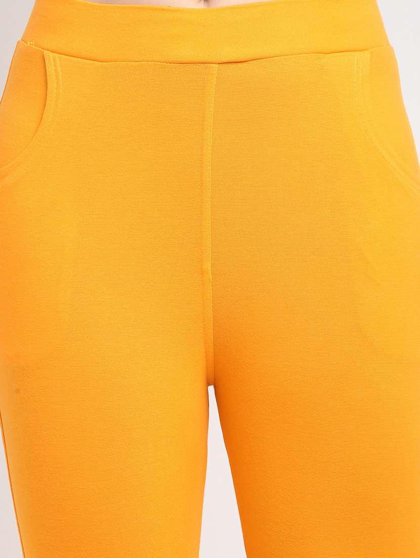 yellow solid ankle length legging - 18321096 -  Standard Image - 4