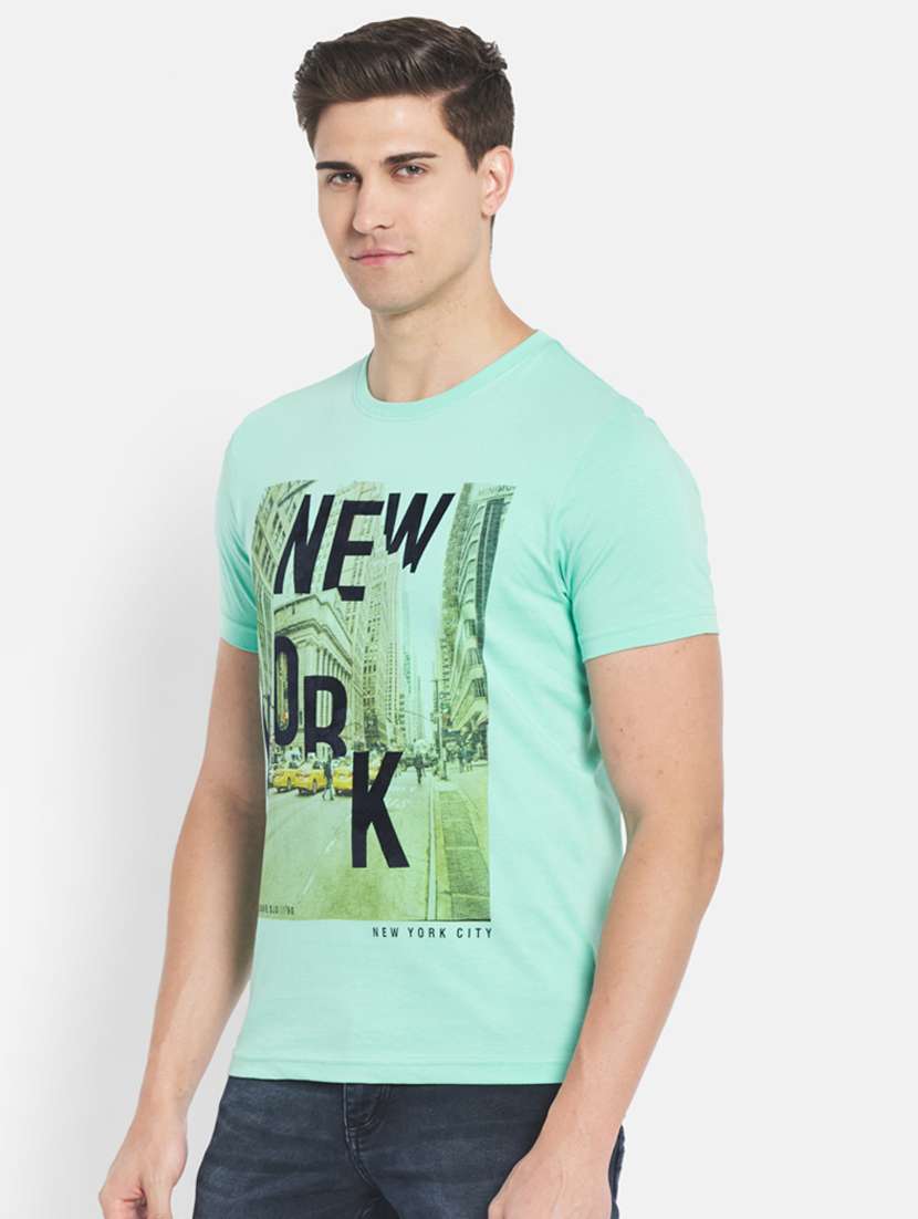 green chest-printed t-shirt - 18321298 -  Standard Image - 1