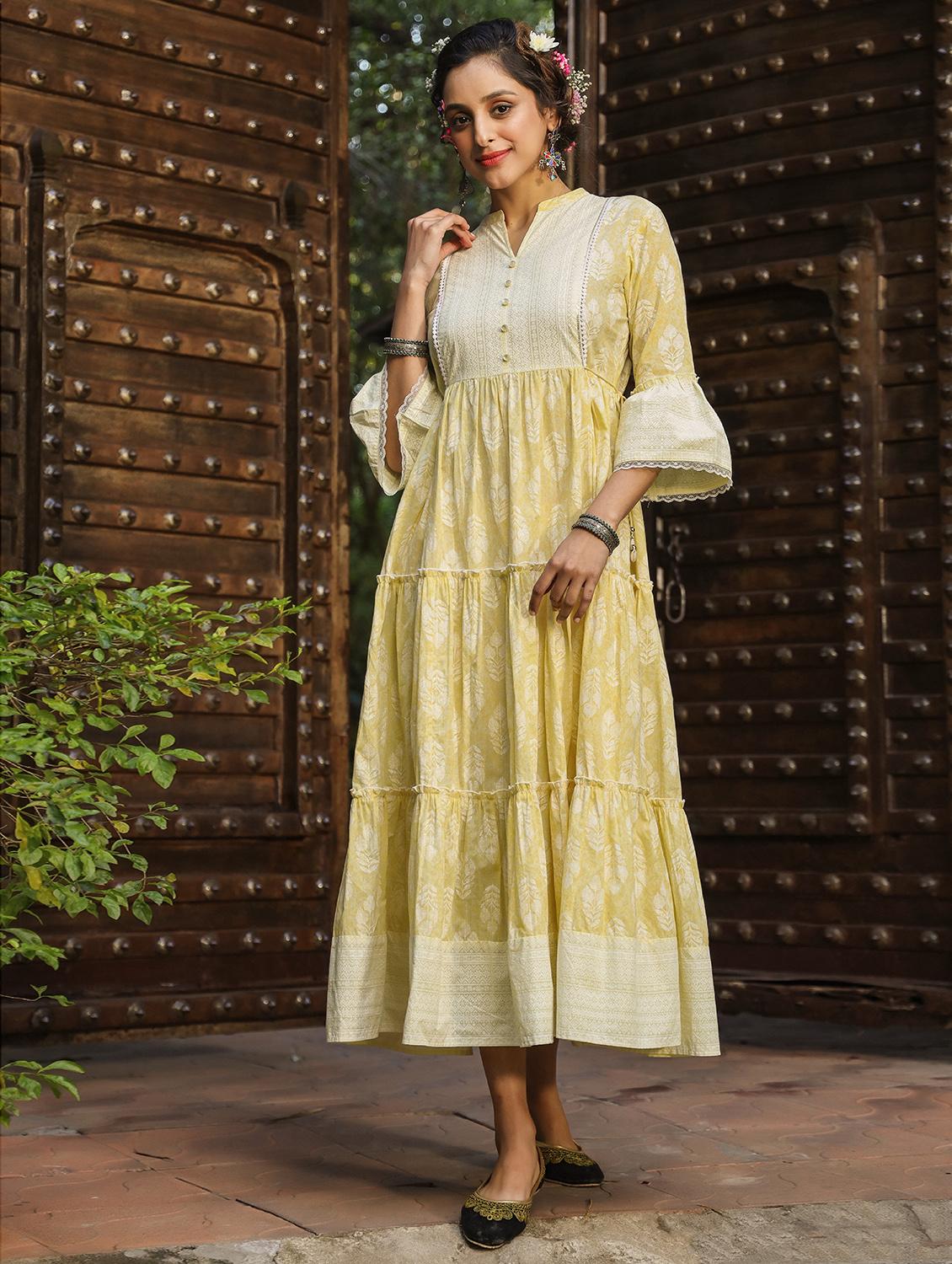 floral print tiered ethnic dress - 18321305 -  Standard Image - 1
