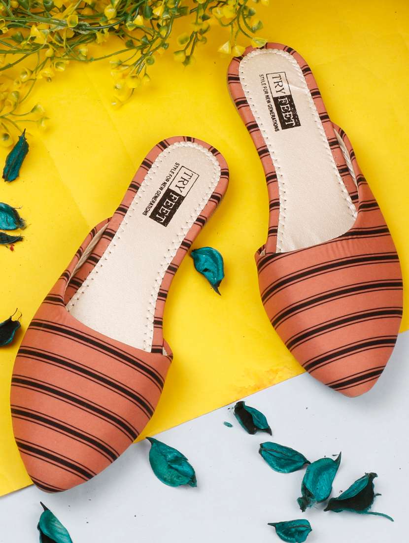 pink fabric mules