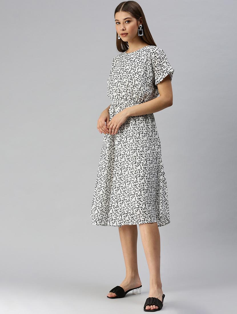 round neck printed a-line dress - 18321845 -  Standard Image - 1