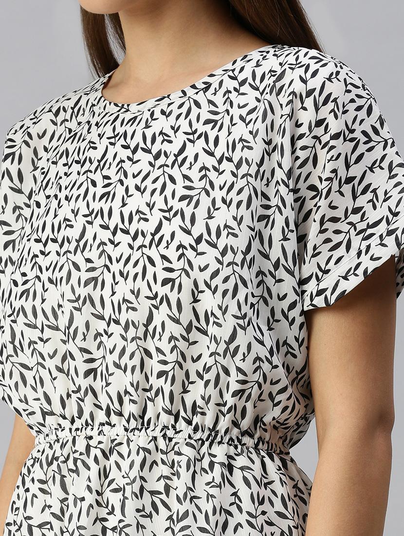 round neck printed a-line dress - 18321845 - Standard Image - 4