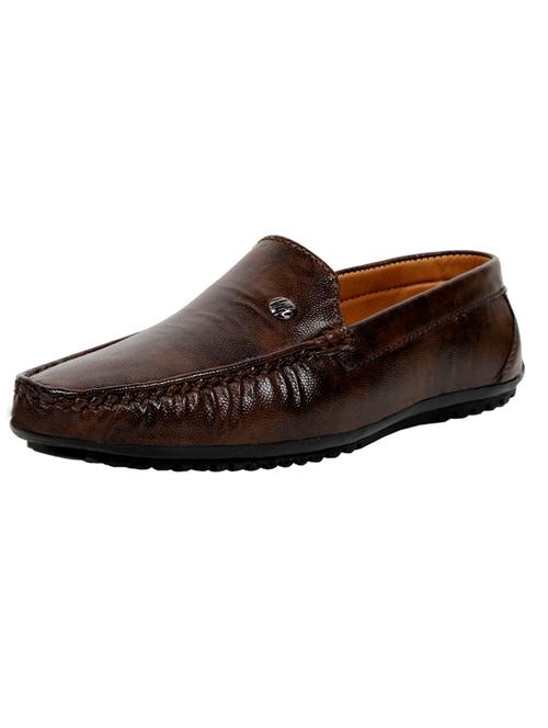 brown synthetic slip on loafers - 18322517 - Standard Image - 0