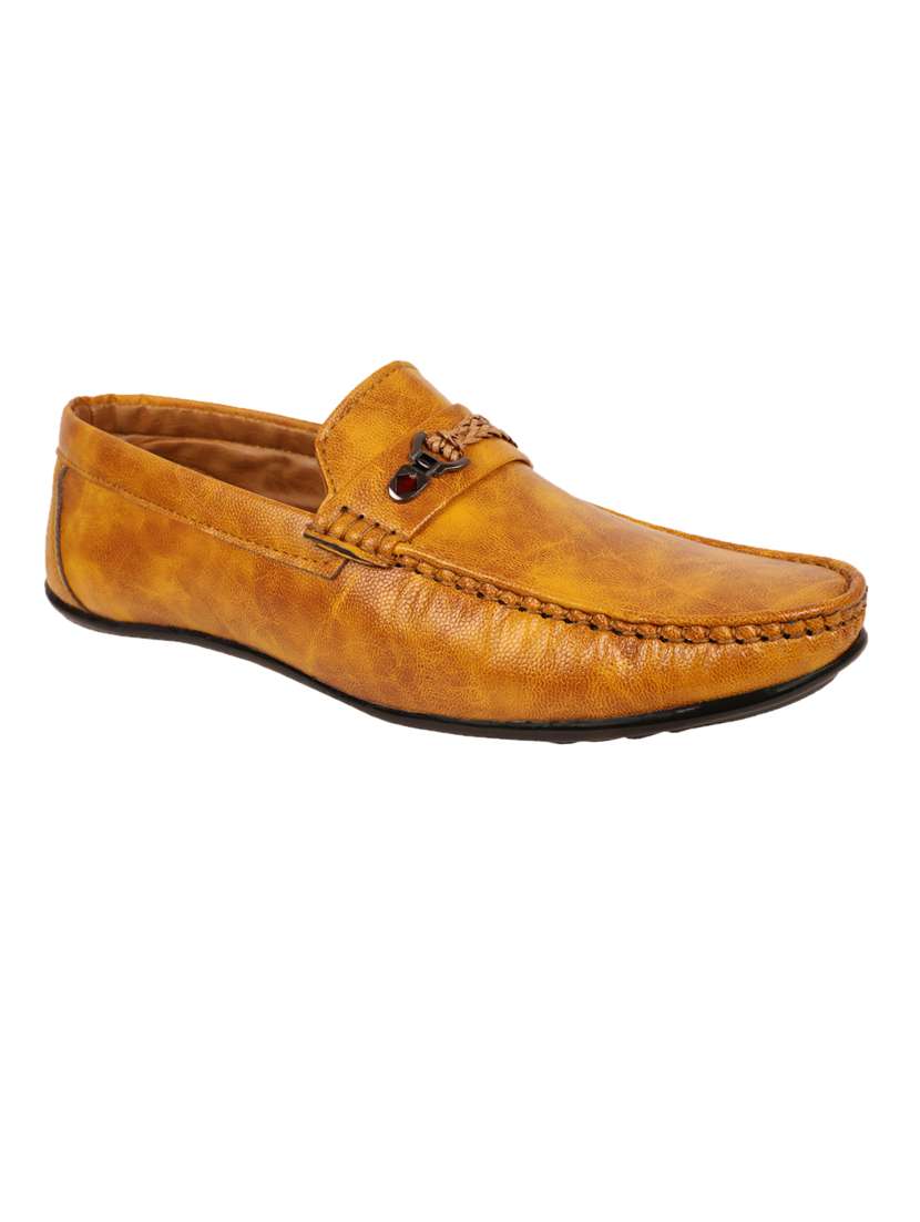 yellow synthetic slip on loafers