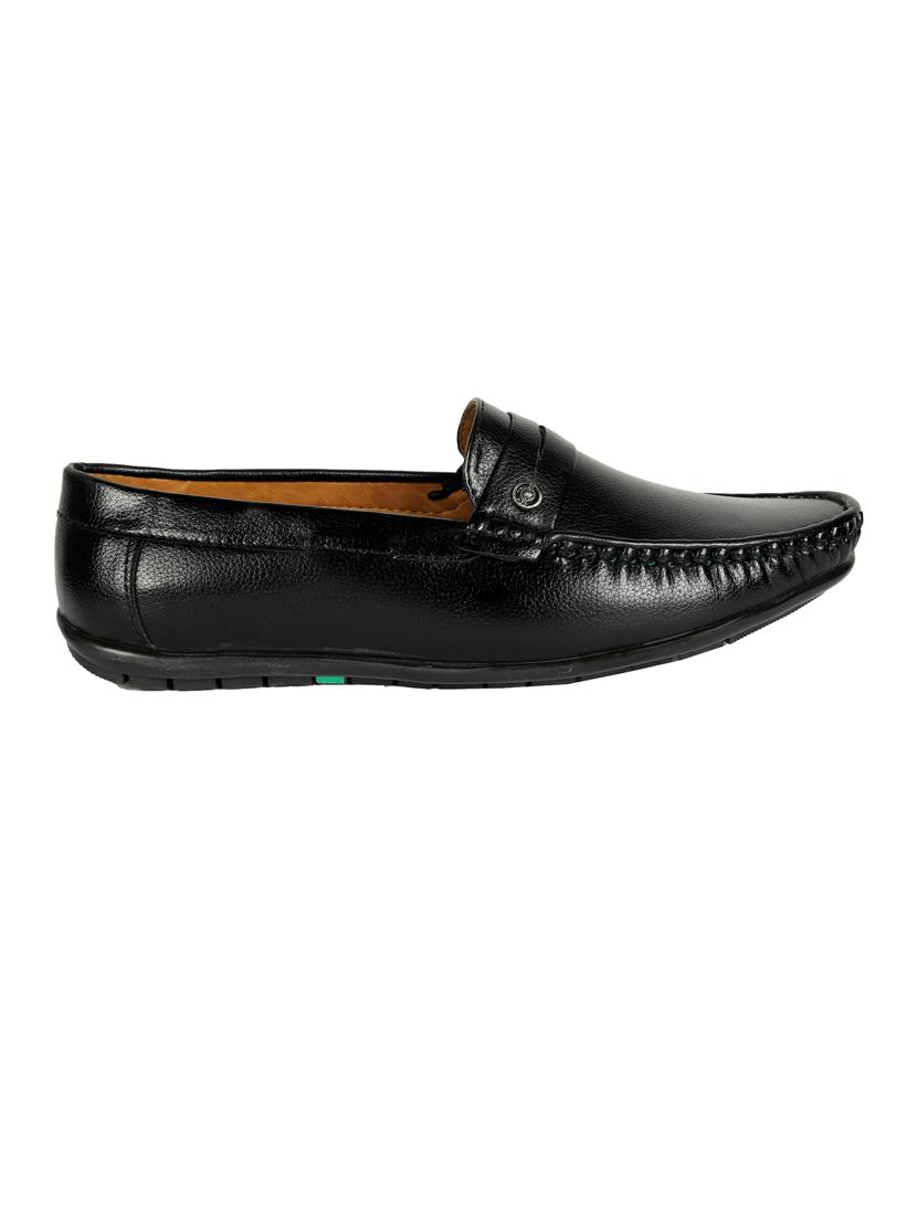 black synthetic slip on loafers - 18322535 - Standard Image - 1