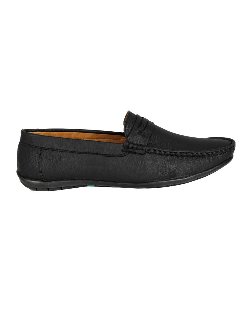 black synthetic slip on loafers - 18322538 -  Standard Image - 1