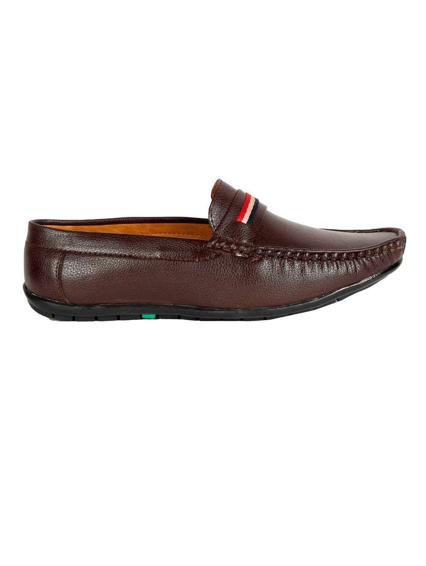 brown synthetic slip on loafers - 18322545 -  Standard Image - 1