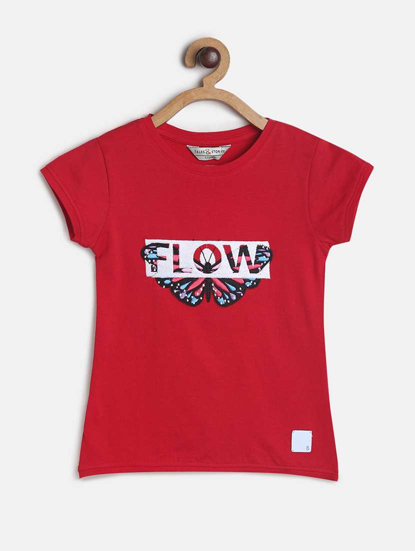 red printed regular tee