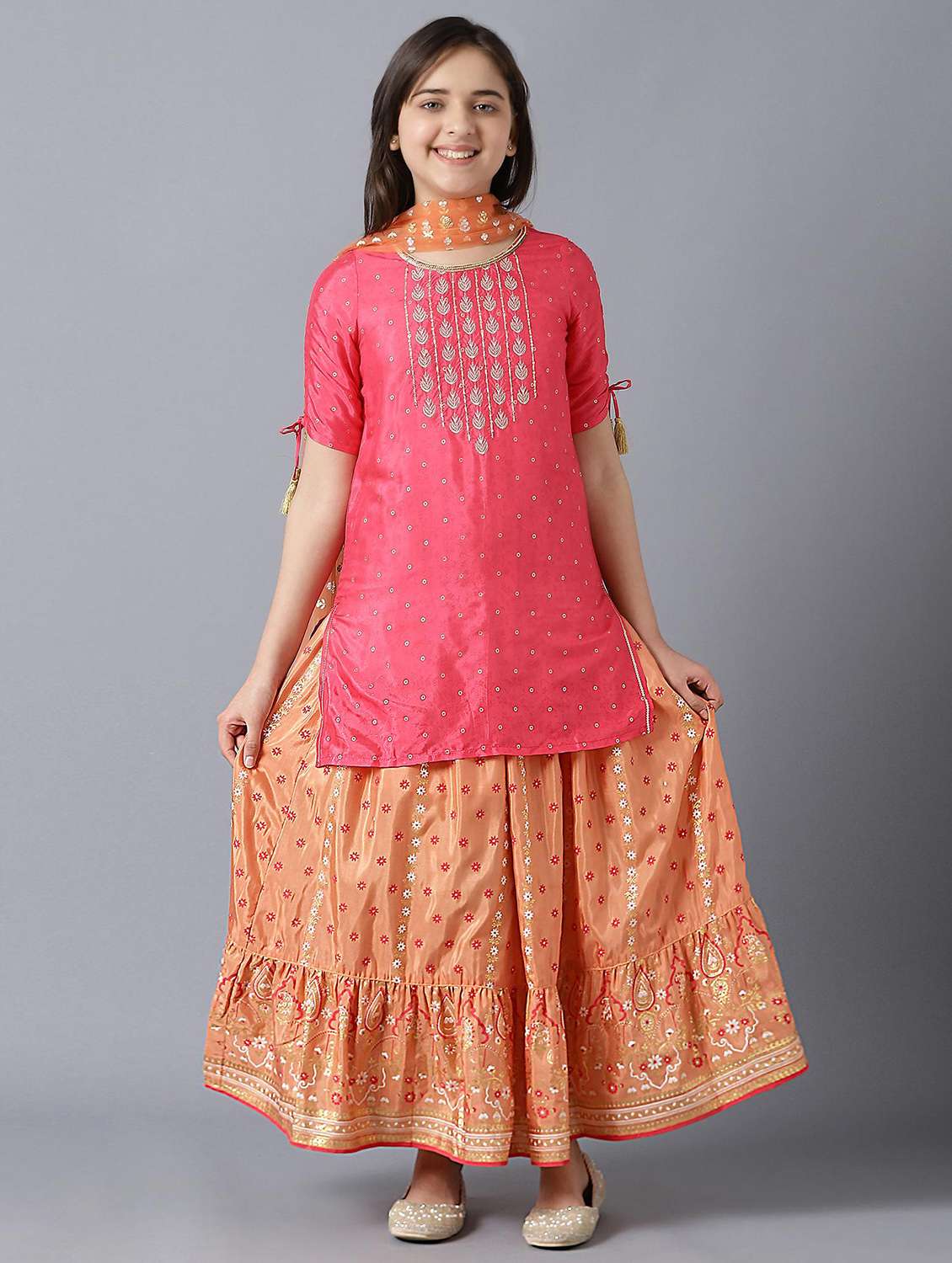 pink printed sharara suit set