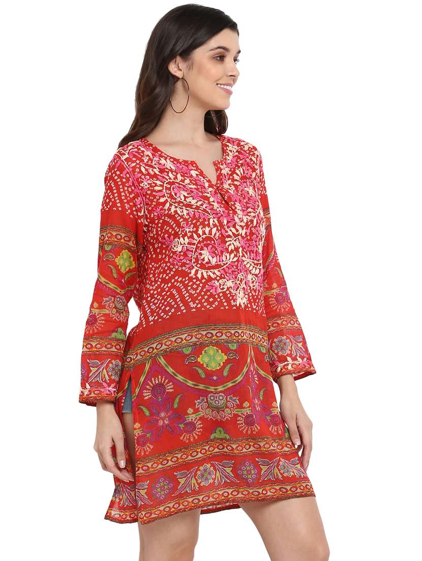 key hole neck embroidered tunic - 18322856 -  Standard Image - 1