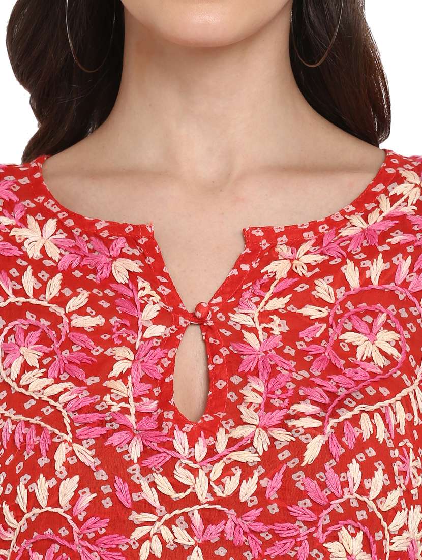 key hole neck embroidered tunic - 18322856 -  Standard Image - 4