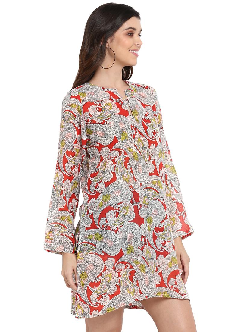 key hole neck printed tunic - 18322857 -  Standard Image - 1
