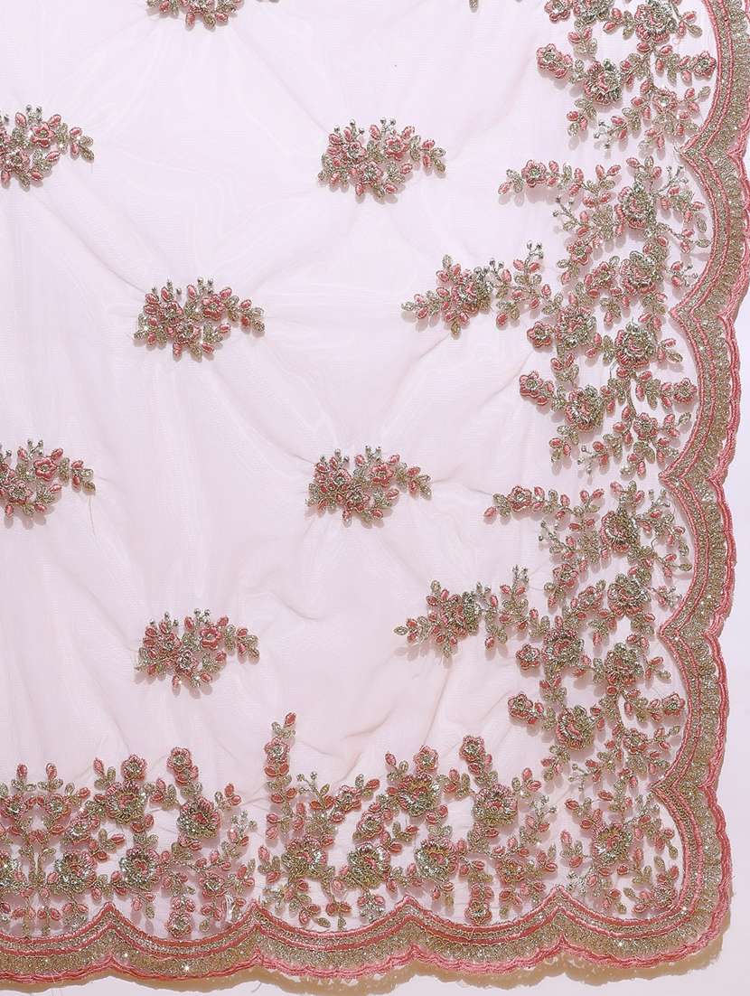 pink net embroidered saree with blouse - 18322897 - Standard Image - 4