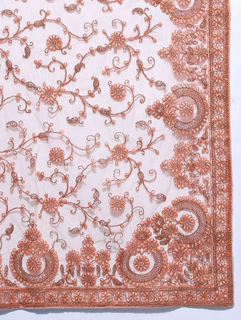 peach net embroidered saree with blouse - 18322937 -  Standard Image - 4