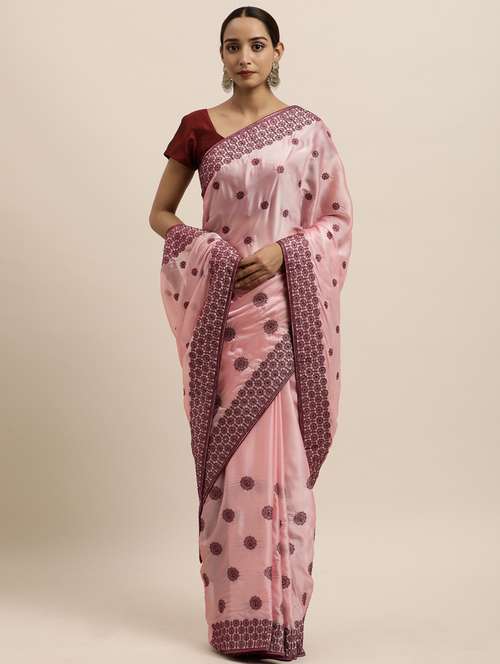 pink art silk embroidered saree with blouse - 18323213 - Standard Image - 0