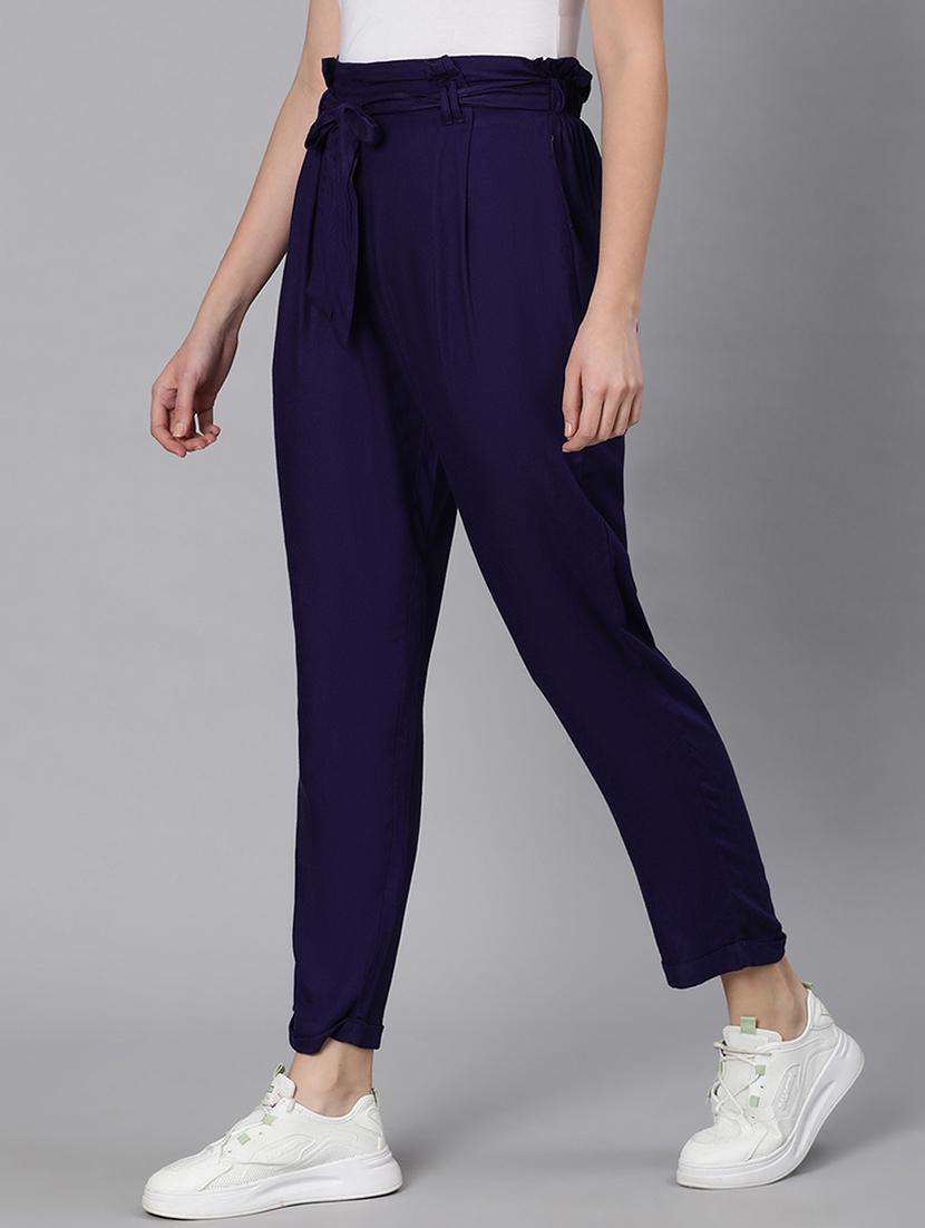 solid navy blue flat front trouser - 18324520 - Standard Image - 1