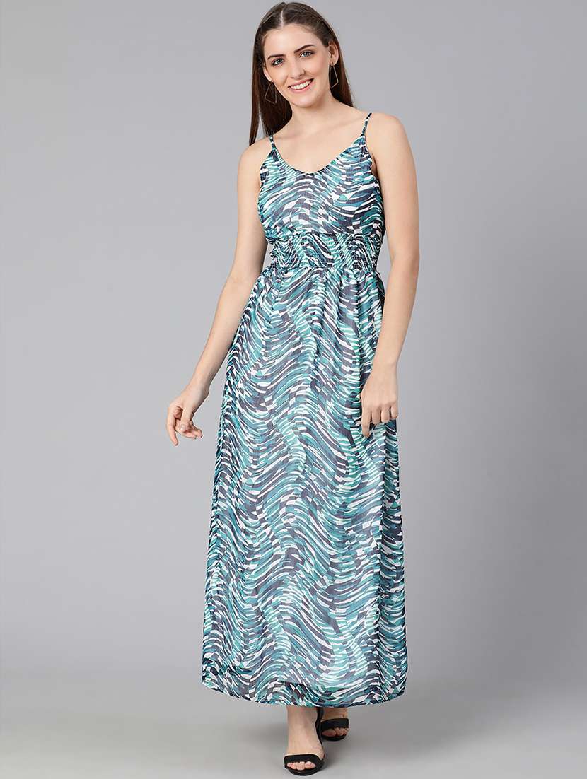 cami neck printed a-line dress