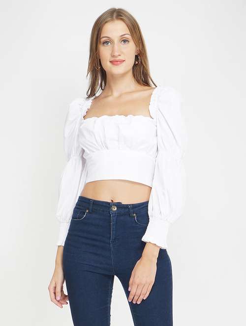 women's crop square neck top - 18324559 - Standard Image - 0