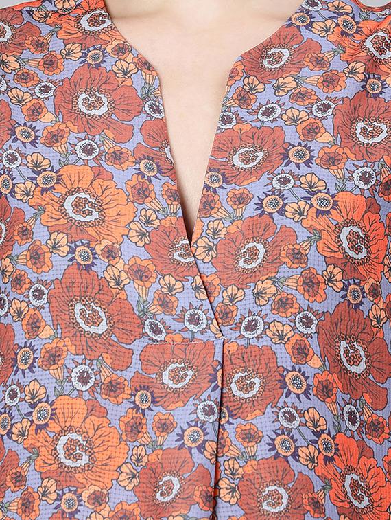 mandarin neck floral top - 18324561 - Standard Image - 4