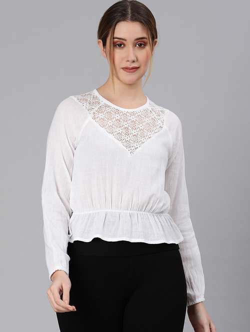 round neck mesh panel top  - 18324567 -  Standard Image - 0