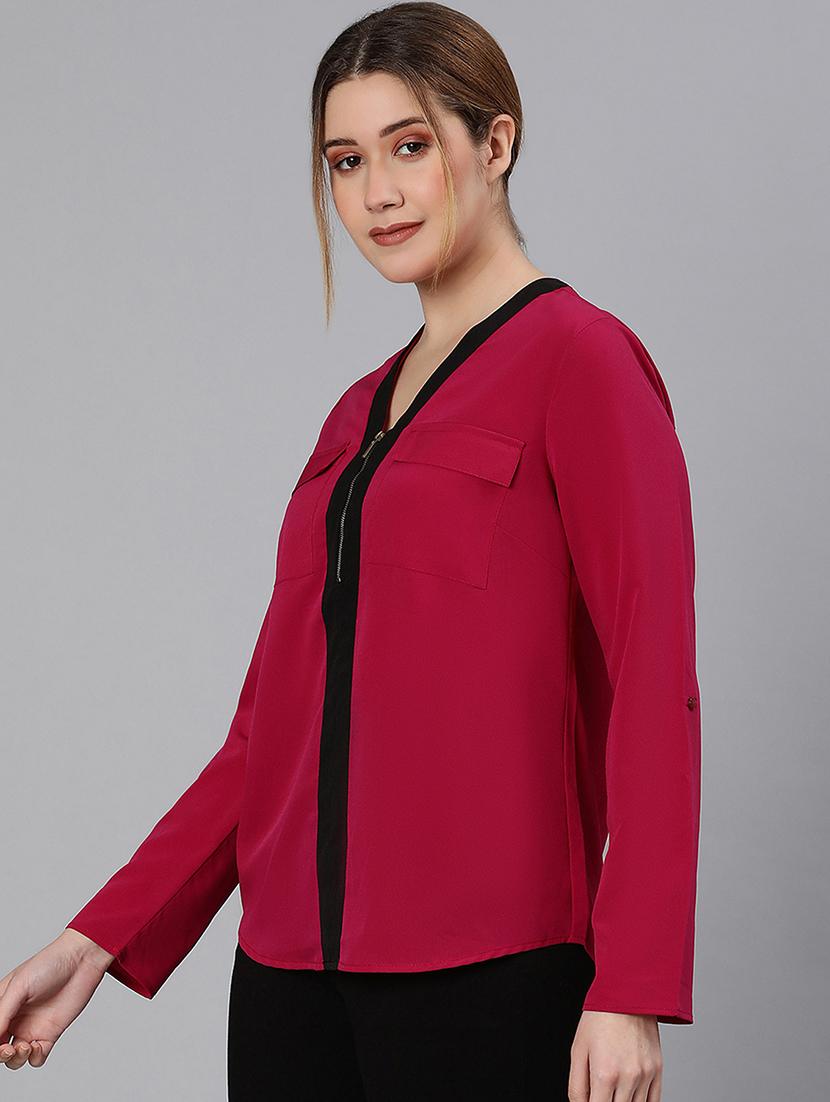 women's straight v neck top - 18324608 -  Standard Image - 1