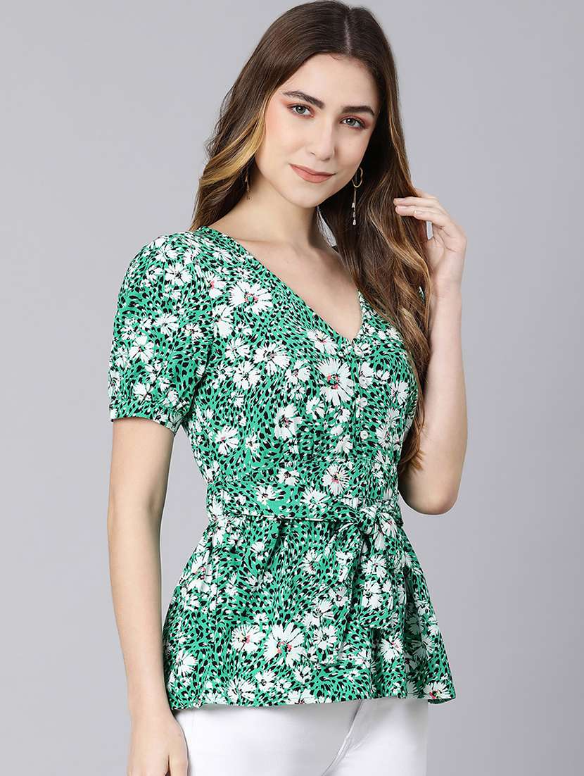 women's peplum v neck top - 18324619 -  Standard Image - 1