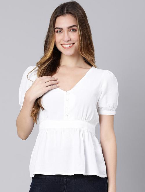 women's peplum v neck top - 18324620 - Standard Image - 0