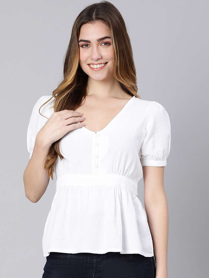 women's peplum v neck top - 18324620 - Zoom Image - 0