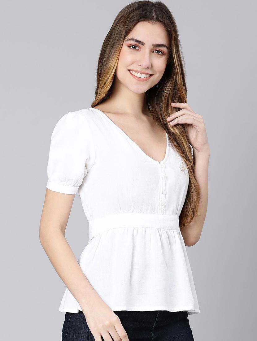 women's peplum v neck top - 18324620 - Standard Image - 1