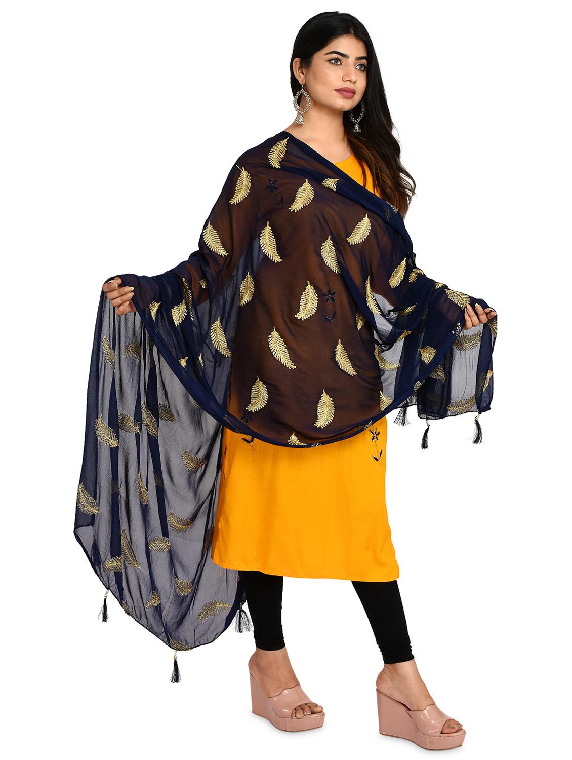 navy chiffon dupatta - 18324652 -  Standard Image - 1